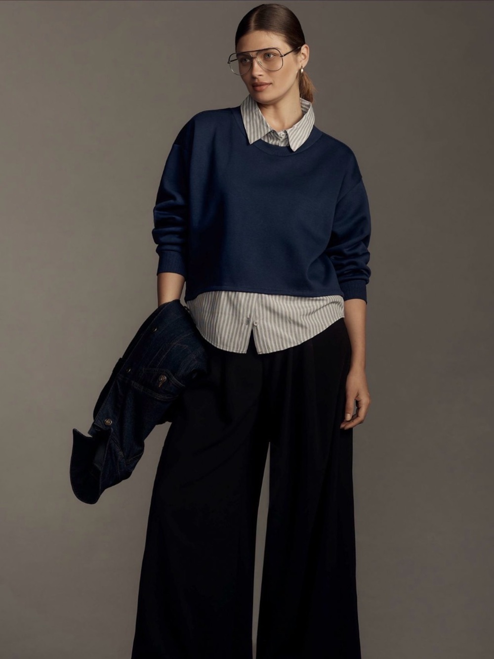 Mauve Layered Oversized Twofer Sweatshirt